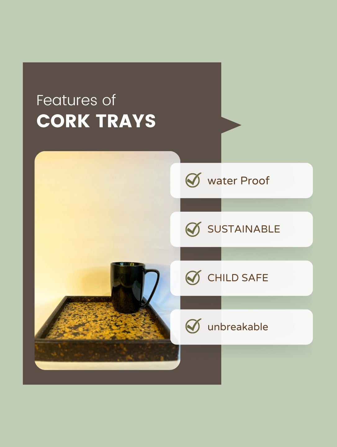 Cork Serving Tray (small) - black stripes